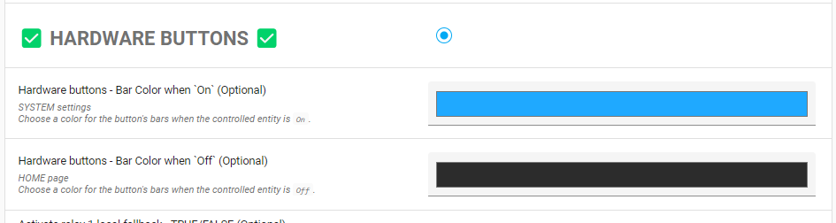 Hardware Button Bars Color Customization