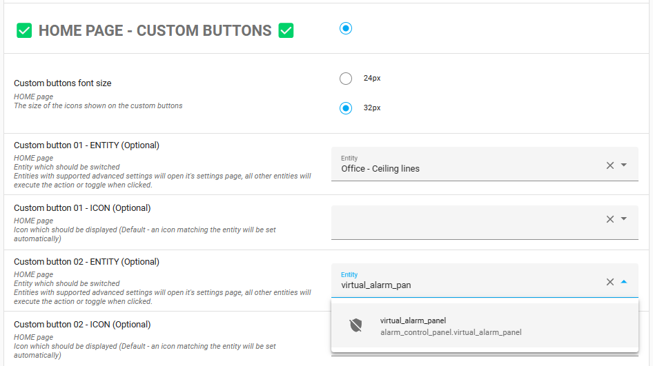 Assigning Alarm Control Panel entities in Blueprint